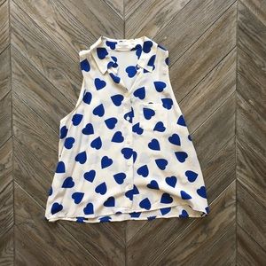 Equipment blue heart sleeveless blouse!  Size XS